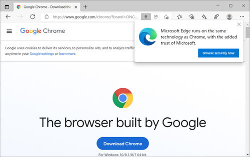 微软再出 奇招 ,着手干预 Windows 用户下载 Chrome 浏览器