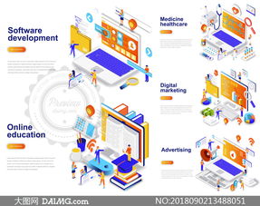 软件开发与医疗等信息图表矢量素材